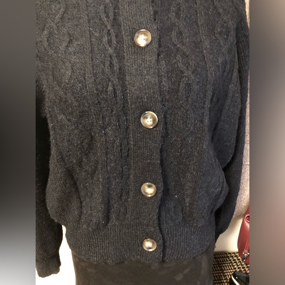 Chaps Black Cable-Knit Button Cardigan/sweater - Picture 6 of 11